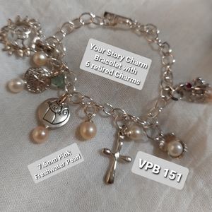 VANTEL PEARLS YOUR STORY CHARM BRACELET W/6 CHARMS
